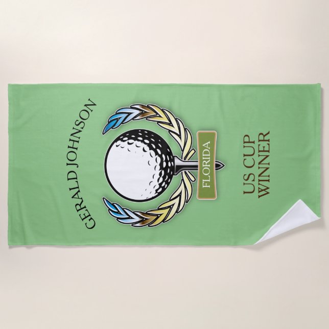 Golfer Design Monogram Golfer Template Beach Handt Strandtuch (Vorderseite)