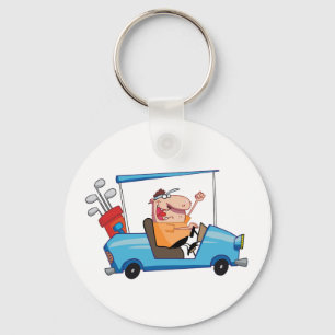Golfer-Drives-golf-cart Schlüsselanhänger