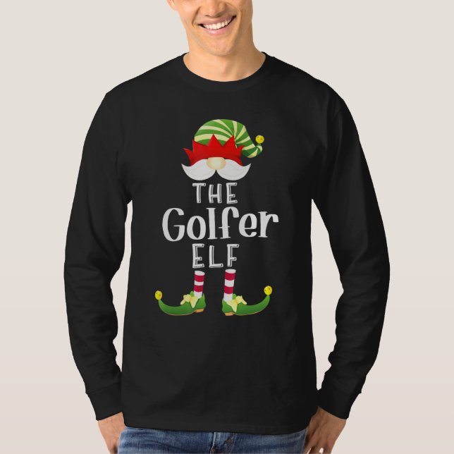 Golfer Elf Gruppe Weihnachts Pajama Party T-Shirt (Vorderseite)