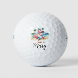 Golfer Flamingo am Strand Golfball