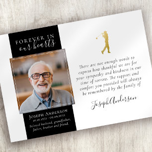 Golfer Foto Beileid Beerdigung Dankeskarte