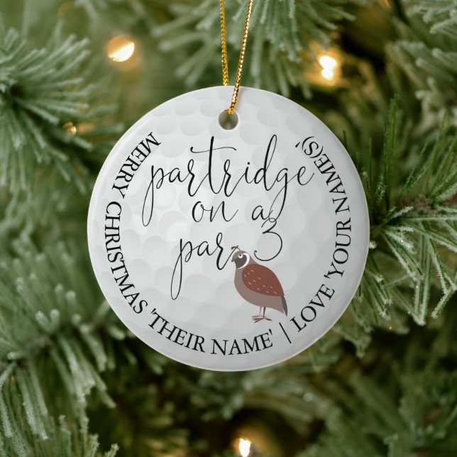 Golfer Foto Weihnachten Golf Geschenk Partridge Keramik Ornament (Baum)