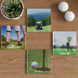 Golfer Fotos Custom 4 Bilder Golf Untersetzer Set