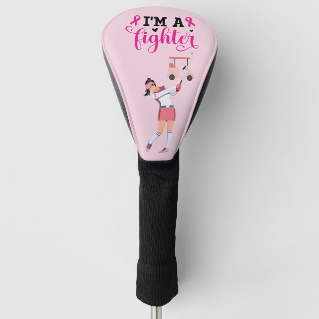 Golfer-Frau, die auf Brustkrebs aufmerksam macht p Golf Headcover (Vorderseite)