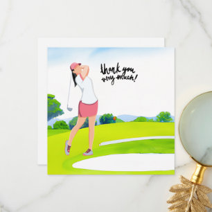 Golfer Frau Golf Dankeschön Karte