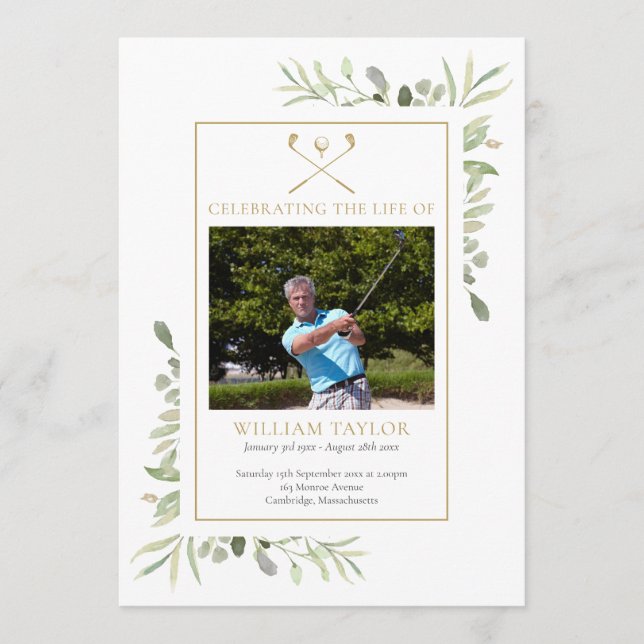 Golfer Funeral Memorial Order Of Service Programm (Vorderseite)