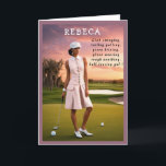 Golfer Funny Birthday niedlicher Golfwitz Dankeskarte<br><div class="desc">Diese lustige Golf-Geburtstagskarte ist ideal für Golfer, die Spaß und eine Touch Kunst schätzen. Mit einer atemberaubenden, eleganten Lady Golfer auf grünem Feld erweckt sie den Geist des Spiels. Das spielerische Sprichwort der Karte bringt eine humorvolle Drehung mit sich und macht es zu einer einzigartigen Golfkarte für jeden, der den...</div>