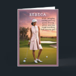 Golfer Funny Birthday niedlicher Golfwitz Dankeskarte<br><div class="desc">Diese lustige Golf-Geburtstagskarte ist ideal für Golfer, die Spaß und eine Touch Kunst schätzen. Mit einer atemberaubenden, eleganten Lady Golfer auf grünem Feld erweckt sie den Geist des Spiels. Das spielerische Sprichwort der Karte bringt eine humorvolle Drehung mit sich und macht es zu einer einzigartigen Golfkarte für jeden, der den...</div>