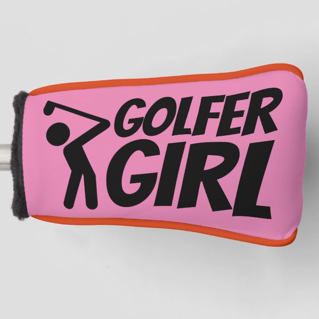 GOLFER GIRL PINK PUTTER GOLFKOPFDECKEL GOLF HEADCOVER (Vorderseite)