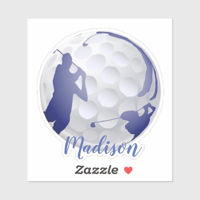 Golfer Golf Ball Golfsport Individuelle Name Aufkleber (Blatt)