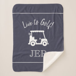 Golfer Golf Cart Mit Monogramm Initialen Sport Blu Sherpadecke