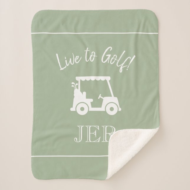 Golfer Golf Cart Mit Monogramm Initialen Sport Gre Sherpadecke (Vorderseite)
