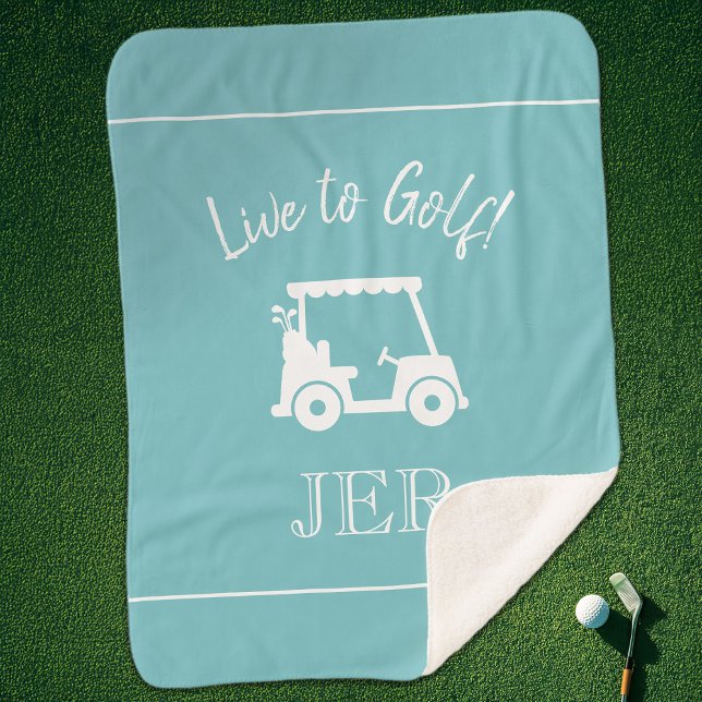 Golfer Golf Cart Mit Monogramm Initials Blue Green Sherpadecke (Golfer Golf Cart Monogrammed Initials Blue Green Sherpa Blanket)