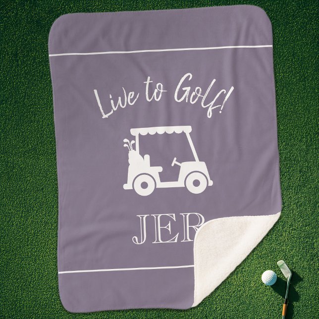 Golfer Golf Cart Mit Monogramm Kunstinitials Lila Sherpadecke (Golfer Golf Cart Monogrammed Initials Chic Purple Sherpa Blanket)