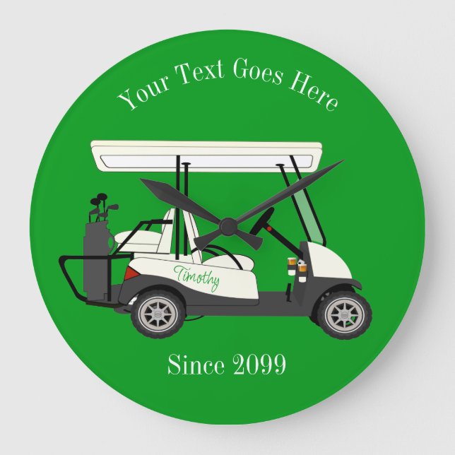 Golfer Golf Cart Wall Uhr (Vorderseite)