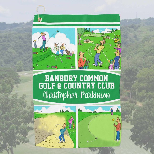 Golfer & Golf Club Name mit 4 Cartoon Golfhandtuch (Von Creator hochgeladen)