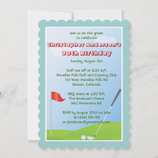Golfer Golf Golfing Ball und Flag 30. Geburtstag Einladung