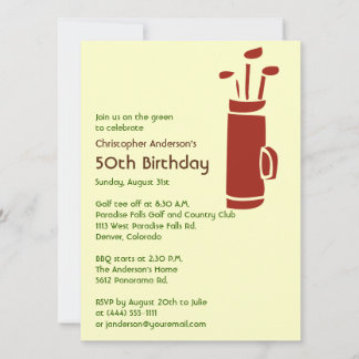Golfer Golf Golfing Green Brown 50. Geburtstag Einladung