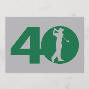 Golfer Golf Green Gray 40. Geburtstag Einladung