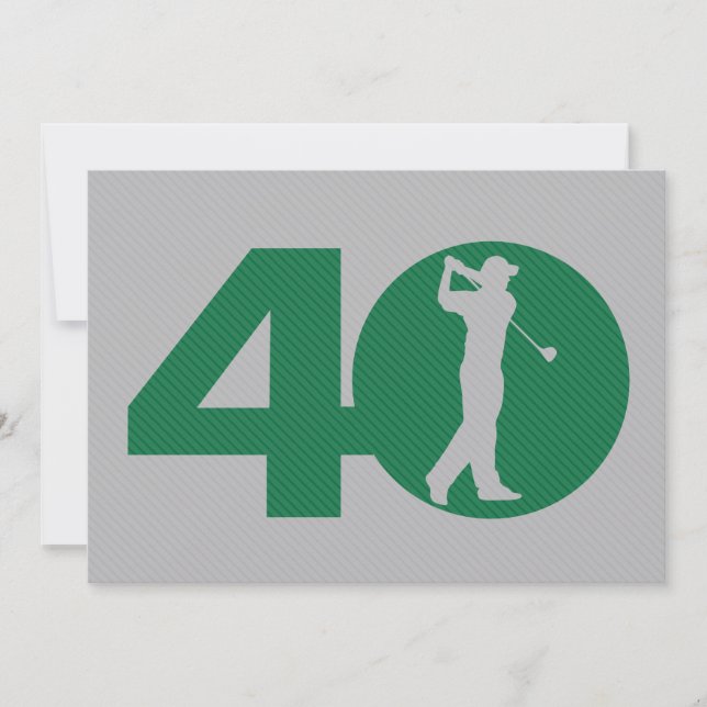 Golfer Golf Green Grey Invitation 40e anniversaire (Devant)