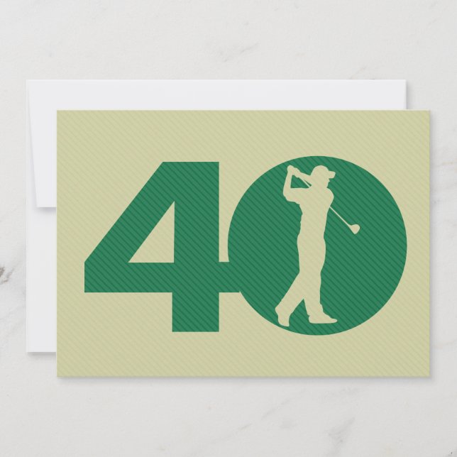 Golfer Golf Green Tan 40. Geburtstag Einladung (Vorderseite)