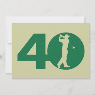 Golfer Golf Green Tan 40th Birthday Invitation