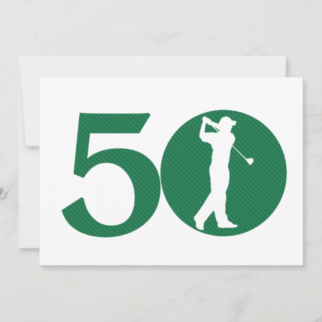 Golfer Golf Green White 50. Geburtstag Einladung (Vorderseite)