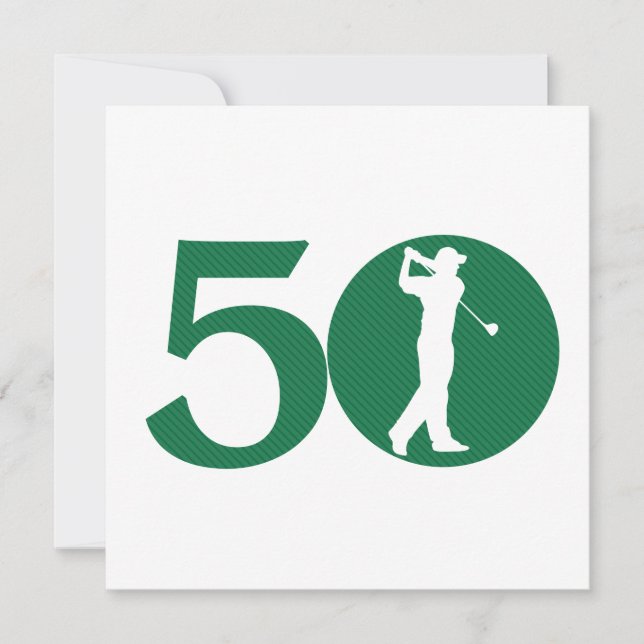 Golfer Golf Green White 50. Geburtstag Einladung (Vorderseite)