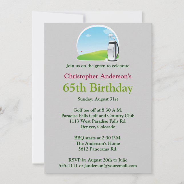 Golfer Golf Invitation 65e anniversaire (Devant)