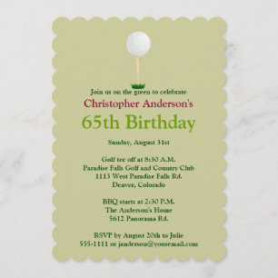 Golfer Golf Invitation 65e anniversaire