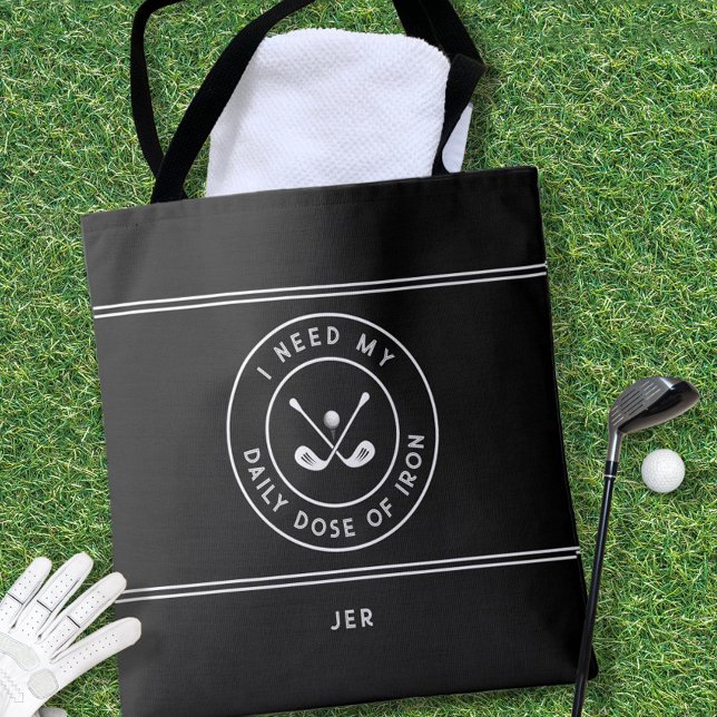 Golfer Golf Iron Spaß Funny Modernstes Schwarz-wei Tasche (Cute golf tote is a unique custom useful gift for golfers!
)