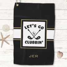 Golfer Golf Modernes Monogram Pro Sport Black Gold
