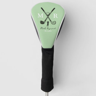 Golfer . golf-player monogram pale-green golf headcover