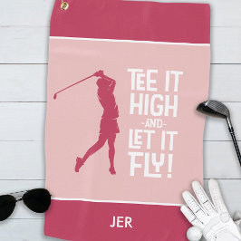 Golfer Golf Spaß Funny Sports Moderne Magenta Rot Golfhandtuch