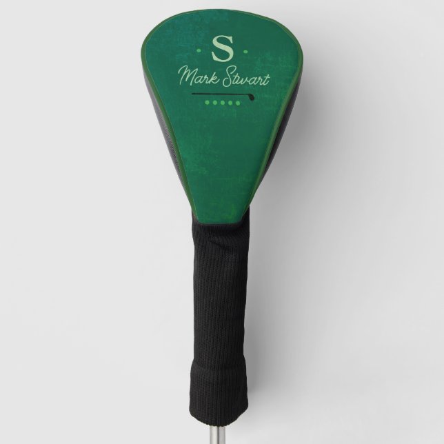 Golfer Golf-Spieler Monogram Green Golf Headcover (Vorderseite)