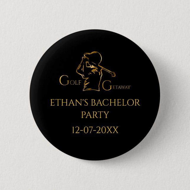 Golfer Golfspiel Golfer Golf Bachelor Party Button (Vorderseite)