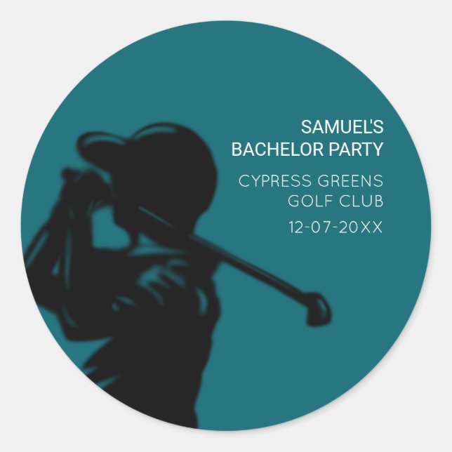Golfer-Golftrip Bachelor Party minimal Runder Aufkleber (Vorderseite)