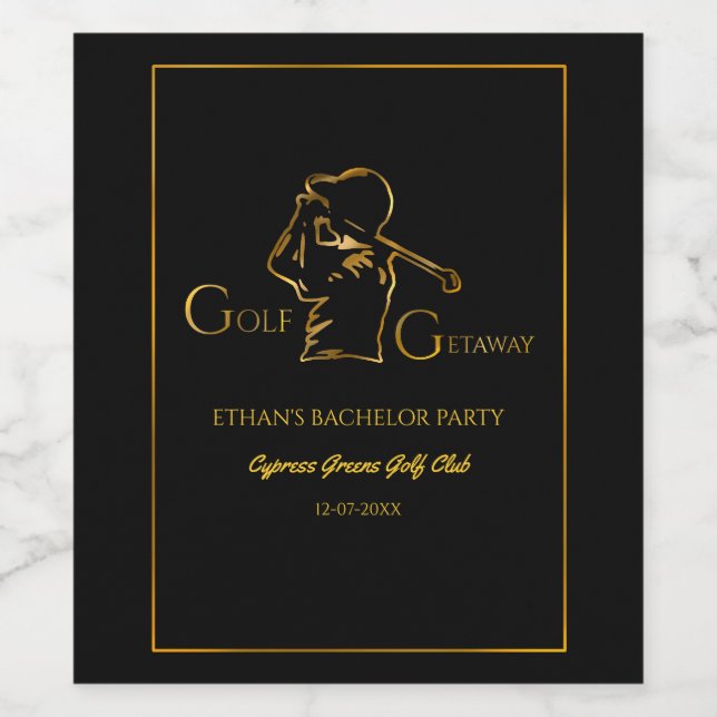 Golfer-Golftrip Bachelor Party minimal Weinetikett (Einzelnes Label)
