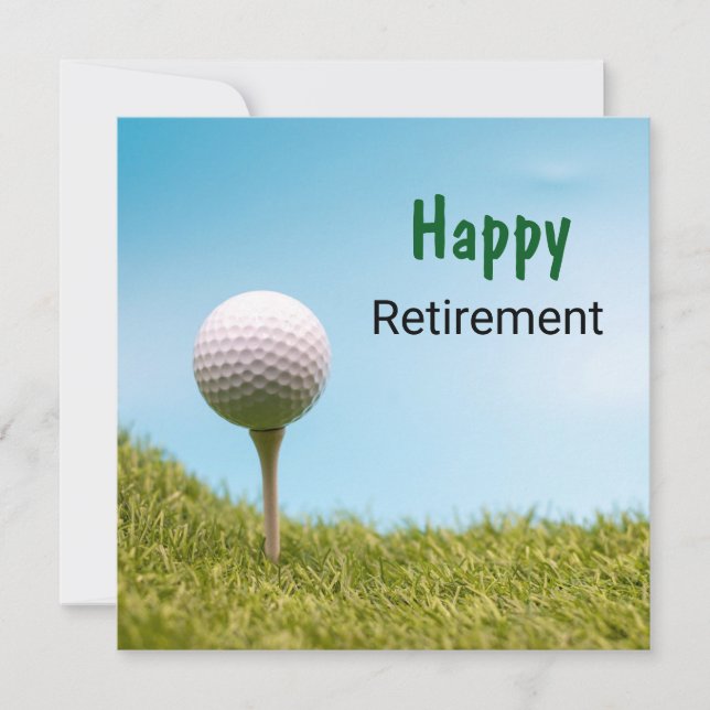 Golfer Happy Pension mit Golfball bei Abschlag (Vorderseite)