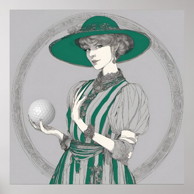 Golfer Illustration - Kunstdrucken Poster (Vorne)