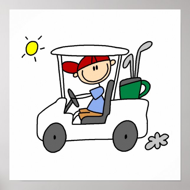 Golfer im Golf Cart Poster (Vorne)