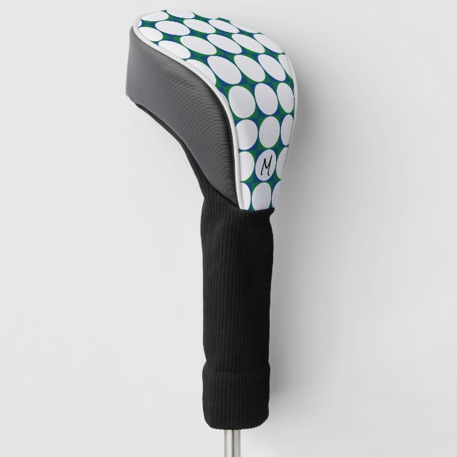 Golfer INITIAL Modern Blue Green Golf Balls Spaß Golf Headcover (angewinkelt)