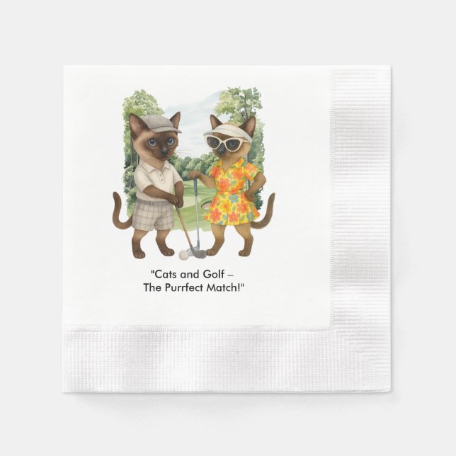 Golfer is on golf course for cat lovers serviette (Vorderseite)