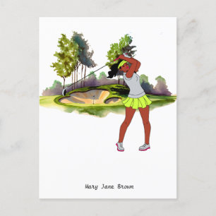 Golfer ist die golffarbene Wasserfarbe für Golfer Postkarte