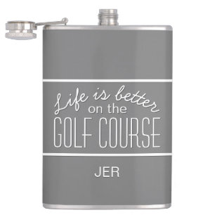 Golfer Leben ist Besser Golfplatz Monogramm Flachmann