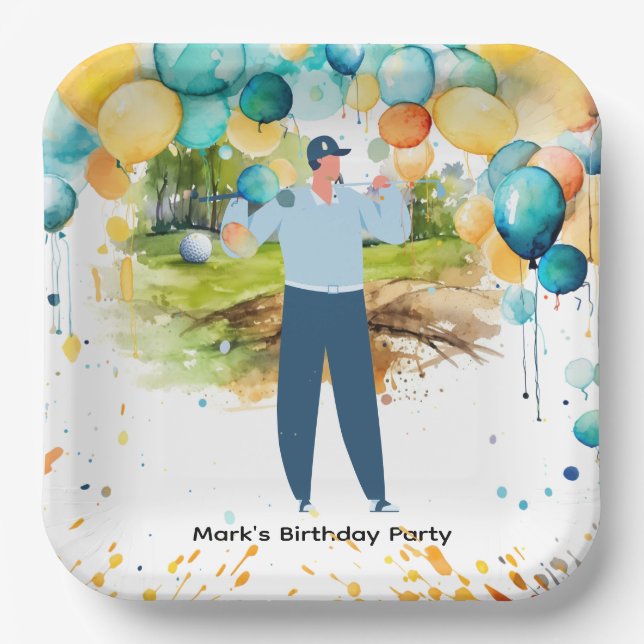 Golfer Let's Par T-Shirt für Party Pappteller (Vorderseite)