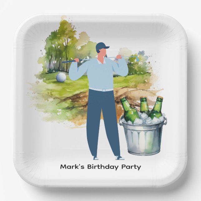 Golfer Let's Par T-Shirt für Party Pappteller (Vorderseite)
