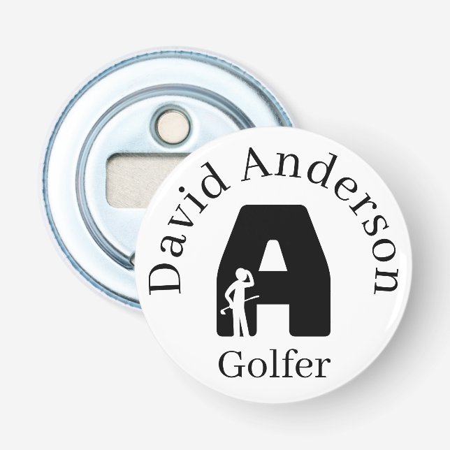 Golfer Letter A Flaschenöffner (Vorderseite)