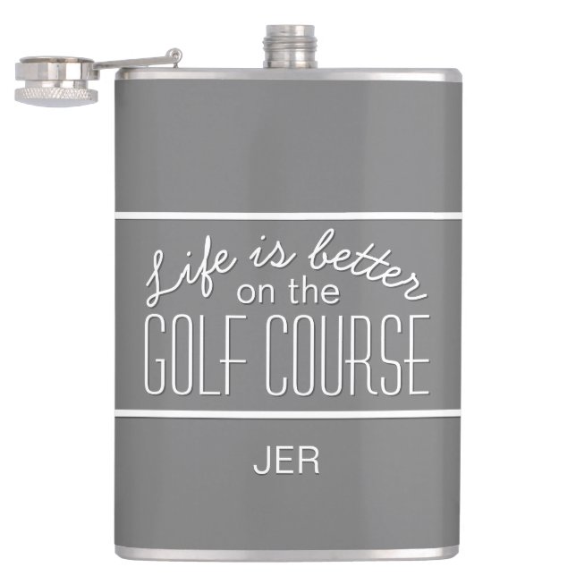 Golfer Life is Better Golf Course Mit Monogramm Flachmann (Geöffnet)