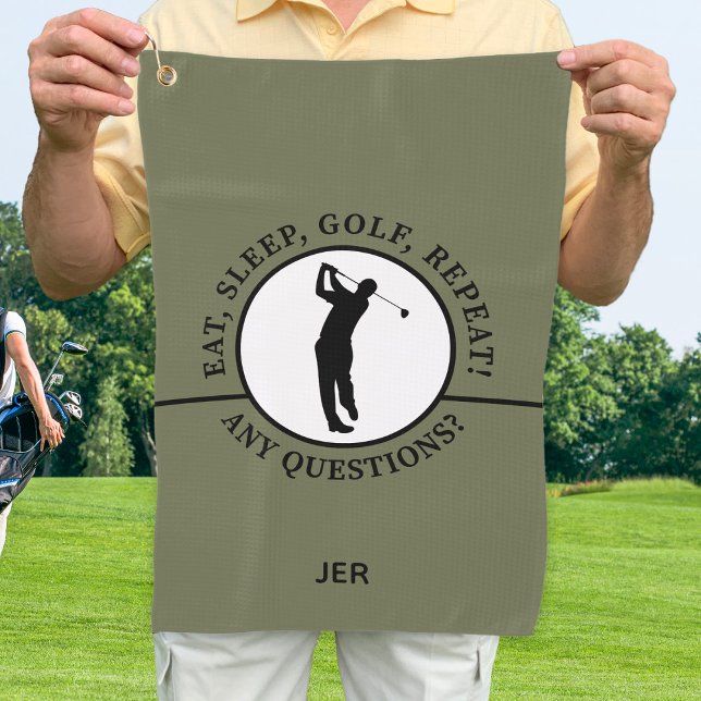 Golfer Male Sports Pro Silhouette Golf Green Black Golfhandtuch (Von Creator hochgeladen)